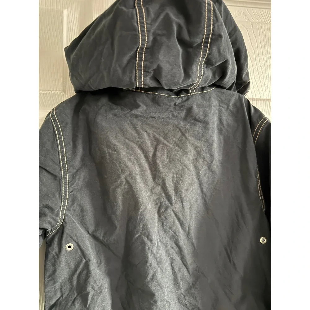 Gymboree Boys Navy Blue‎ Light Blue Stripe Hooded Jacket XS 3/4